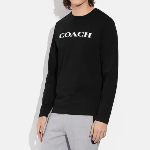 NWT COACH MEN ESSENTIAL LONG SLEEVE BLACK TOP
